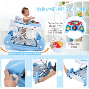 6 in 1 Anti-Rollover Toddler Walker - Blue by Costway