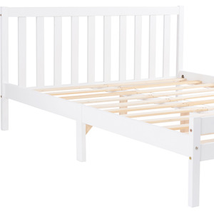 Solid Wooden Bed Frame for Adults Kids - White / 94cm by Abrihome