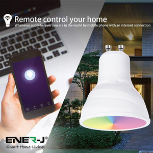 Smart WiFi GU10, 5W, RGBCCT Changing Dimmable via APP (3pc pack) - Neutral by EnerJ Smart