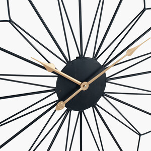 Metal Geometric Design Round Wall Clock - Black by Pacific Lifestyle