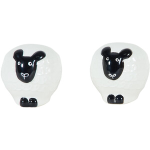 Highland Flock 3D Ceramic Hand Painted Sheep Salt and Pepper Set - White and Black