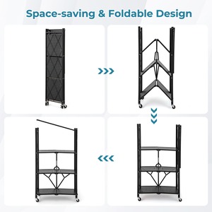 4-Tier Foldable Storage Shelf - Black by Costway