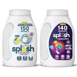 Splesh Cleaning Bundle Dishwasher 150 Cap with Laundry 140 Cap - White by Splesh