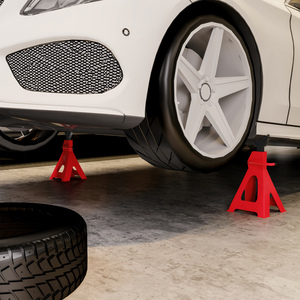 HOMCOM Axle Stands Set with Adjustable Height - Red / 27 x 24 x 38.5-60 cm by HOMCOM