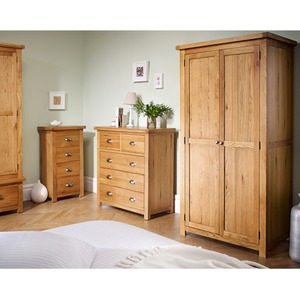Wooden Furniture Set Wardrobe Chest of Drawers Bedside Woburn - Brown by Birlea