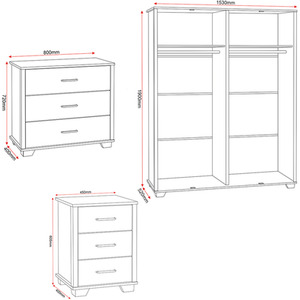 Oliver 4 Door Wardrobe Bedroom Set - Light Oak Effect by Seconique