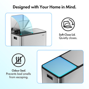 2 Compartment Stainless Steel Recycling Pedal Bin - Silver by VonHaus