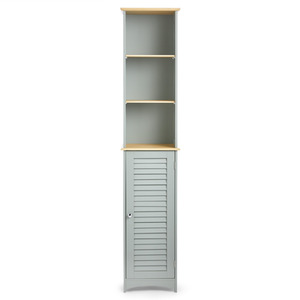Shrewsbury Tall Bathroom Cabinet with Shutter Style Door - Grey by VonHaus