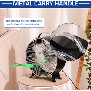 HOMCOM 26cm 2 Speed Electric Fan with Safe Guard - Black by HOMCOM