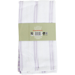 Pack of 3 Lilac Daisy Tea Towels - White and Lilac