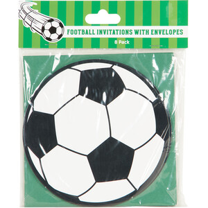 Pack of 8 Football Invitations with Envelopes - Multicolour