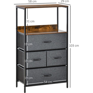 HOMCOM 4 Drawer Storage Chest Unit Home with Shelves Home Living Room Bedroom - Black by HOMCOM