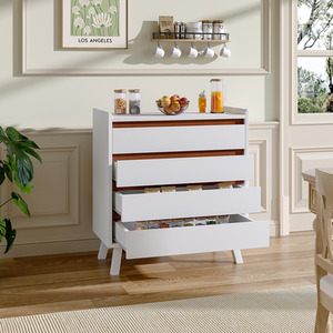 4-Tier Bedroom Chest Storage Cabinet - White / 80cm by Livingandhome