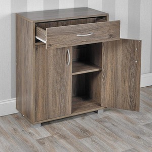 Small 2 Door 1 Drawer Hallway Living Room Sideboard Wooden Storage Cabinet Unit - Oak by URBNLIVING