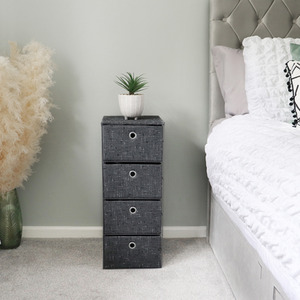 JVL Shadow 4 Drawer Wide Fabric Storage Tower - Charcoal by JVL