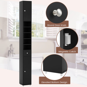 Bathroom Tall Cabinet Storage Organizer Cupboard - Black by Costway