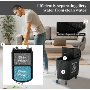 HOMCOM Mop Bucket with Wringer Wheels by HOMCOM