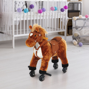 Rocking Horse Little Baby Plush Toy - Brown by HOMCOM