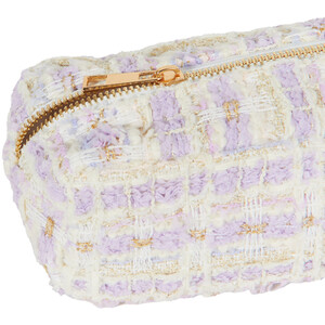 Lilac Check Fabric Pencil Case - Purple