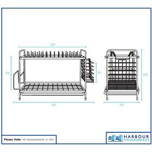 Metal 2-Tier Dish Drainer Rack with Drip Tray - Black by Harbour Housewares