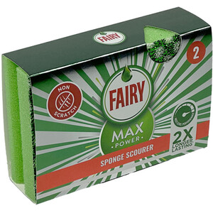Pack of 2 Fairy Max Power Sponge Scourers - Green by Fairy