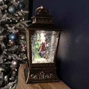Antique Lantern Glitter Water Spinner with Santa - Bronze by Samuel Alexander