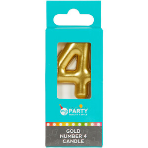 My Party Gold Number Candle - Gold / 4 by My Party