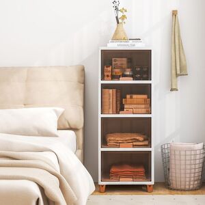 4-Tier Stackable Storage Boxes - White by Costway