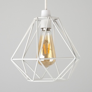 Modern Geometric White Metal Basket Cage Ceiling Pendant Light Shade - White by ValueLights