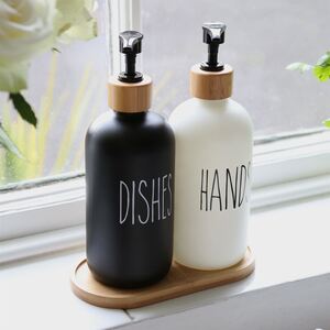 Bamboo Soap Dispenser Trays - Brown - Pack of 2 - Brown by Harbour Housewares