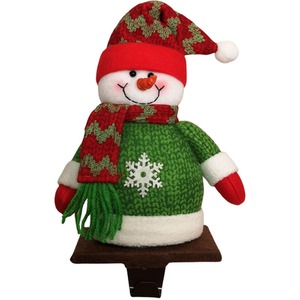 Plush Christmas Character Stocking Holder Decoration with Santa or Snowman - Red / Snowman by Samuel Alexander