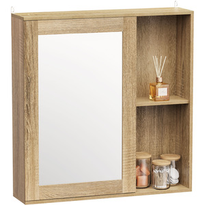 Wall Mounted Bathroom Cabinet with Mirror - Brown by VonHaus