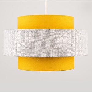 Mustard And Grey Herringbone Modern Ceiling Pendant Light Shade - Yellow by ValueLights