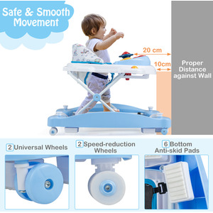 6 in 1 Anti-Rollover Toddler Walker - Blue by Costway