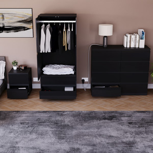 Vida Designs Glinton 3 Piece FSC Certified Bedroom Set - Black by Vida Designs