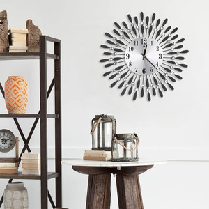 Crystal Sun-Shaped Wall Clock - Black by Livingandhome