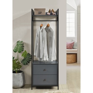 Alva Open Wardrobe 3 Piece Bedroom Set - Dark Grey by Swish Furniture