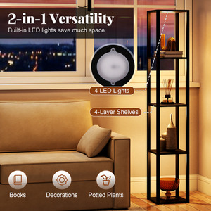 4-Tier Floor Lamp Display Rack - Black