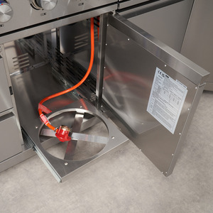 6 Burner BBQ Modular Outdoor Kitchen with Sear Station and Single Fridge Unit by Draco Grills