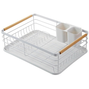 Kitchen Dish Drainer with Wooden Handles - White by lifeideas