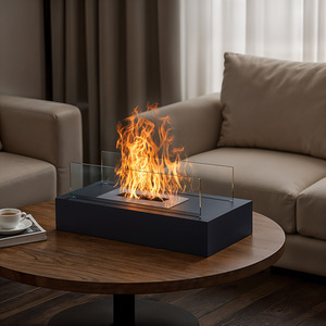 Fireplace Tabletop Rectangular Ventless Ethanol Burner - Black by Kidkid