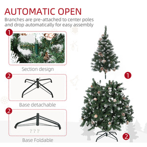 HOMCOM Artificial Christmas Tree with Pine Cones - Green / 5ft by HOMCOM