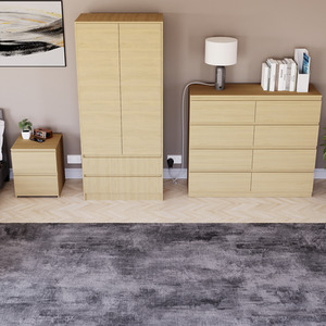 Denver Bedroom Set (2 Drawer Bedside, 8 Drawer Chest, 2 Door 2 Drawer Wardrobe) by Vida Designs