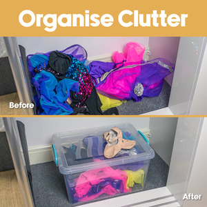 Set of 3 Plastic Clip Lidded Storage Box - Clear by JVL