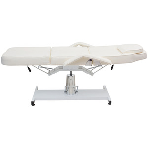Adjustable PVC Leather Beauty Salon Bed with Rotating Base - Beige by Livingandhome