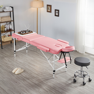 3 Fold Professional Massage Bed with Headrest - Pink by Yaheetech