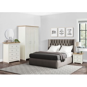 Wooden 4 Piece Furniture Set Wardrobe Chest of Drawers Bedsides Highgate - Cream by Birlea