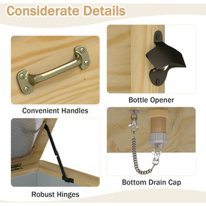 51 L Outdoor Beverage Cooler - Brown by Costway