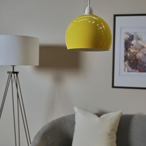 Modern Gloss Yellow Arco Style Dome Ceiling Pendant Light Shade - Yellow by ValueLights