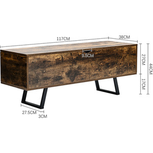 Industrial Style Wooden Flip Top Storage Cabinet - Brown by Livingandhome